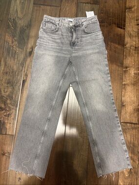 Zara Washed Gray Straight-Leg Women's Jeans